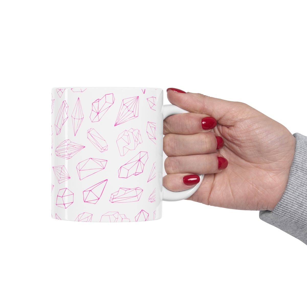 Crystal Themed Ceramic Mug 11oz Pink Crystals