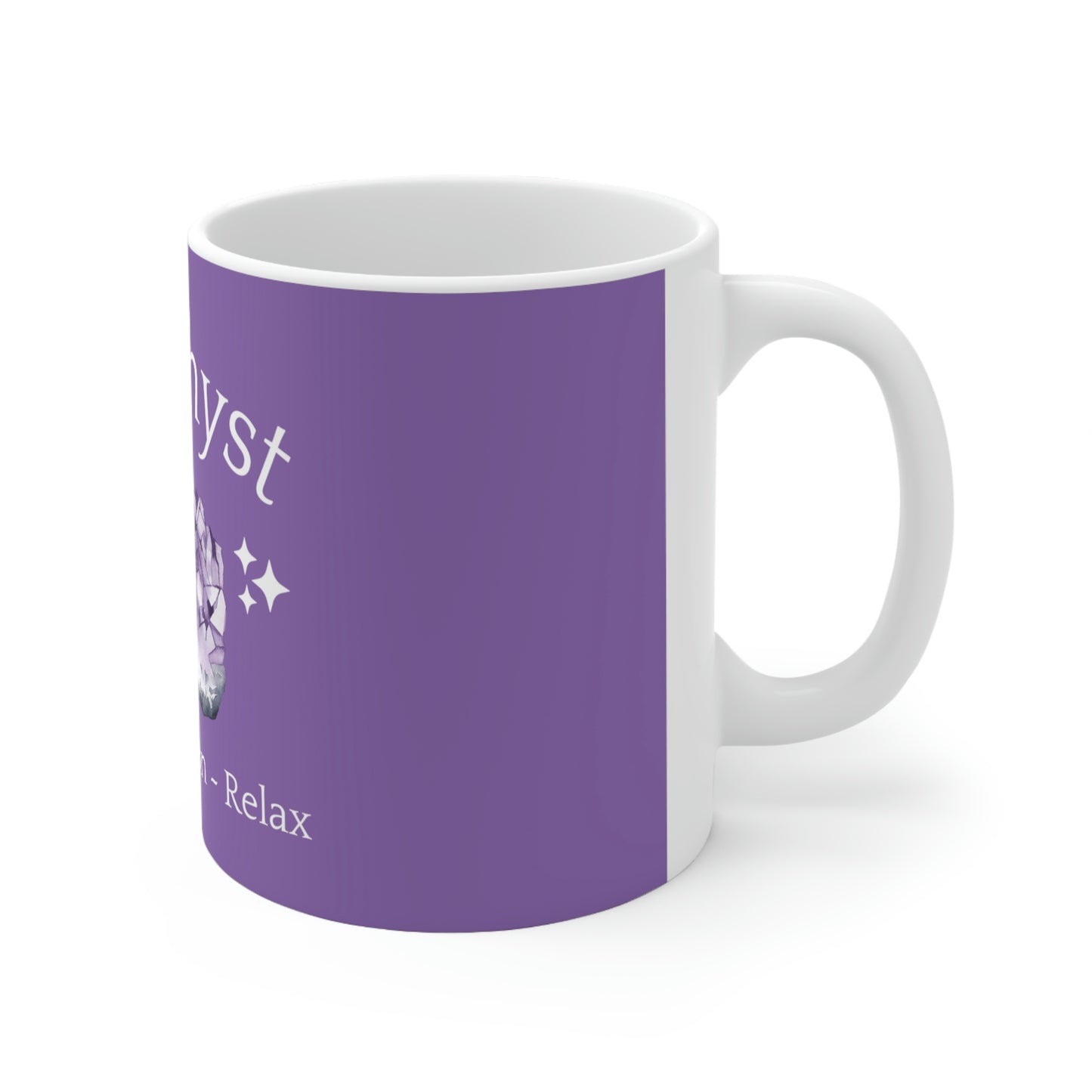 Amethyst Crystal Themed Ceramic Mug 11oz (Purple)