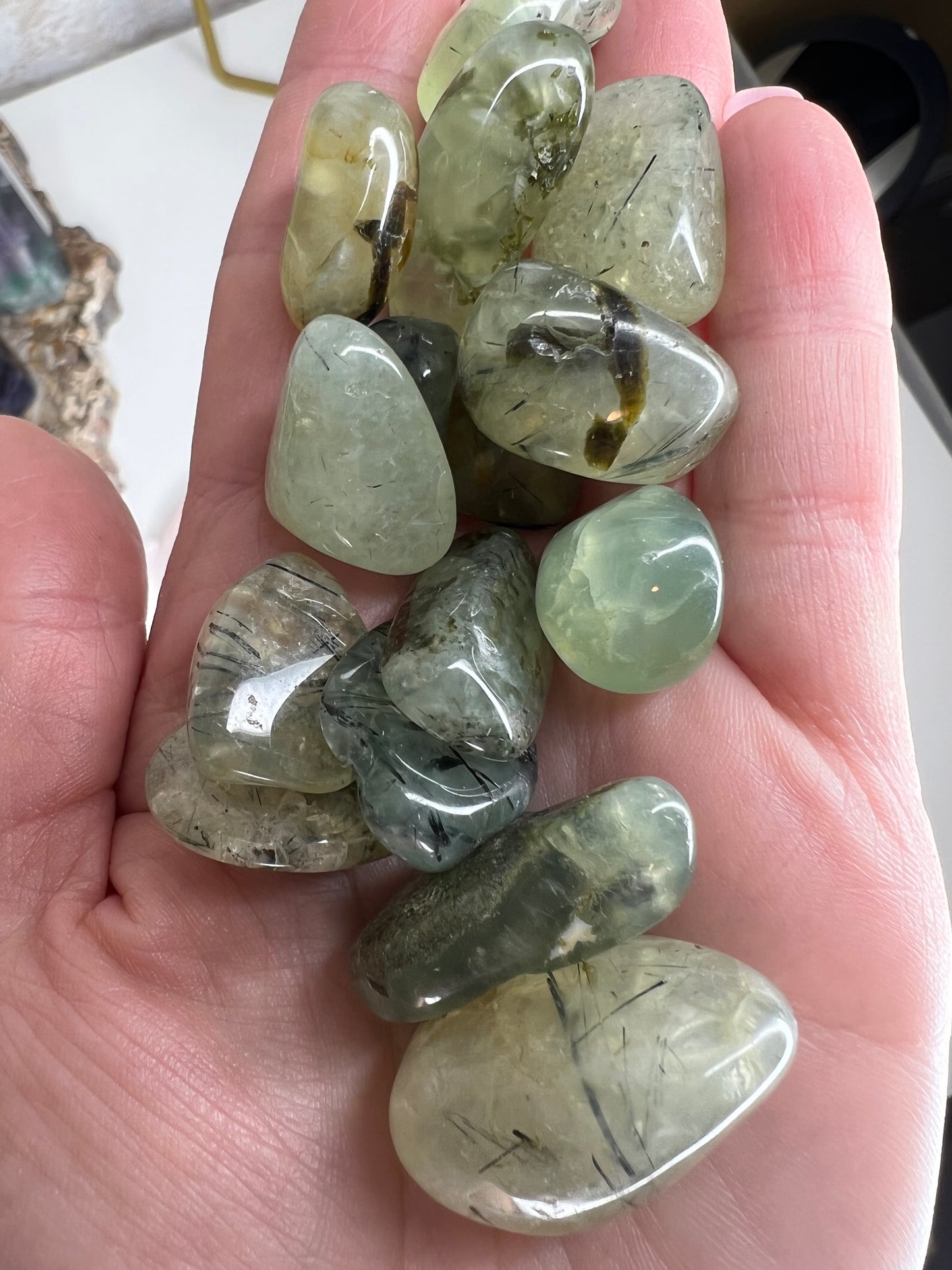 Prehnite with Epidote Tumble