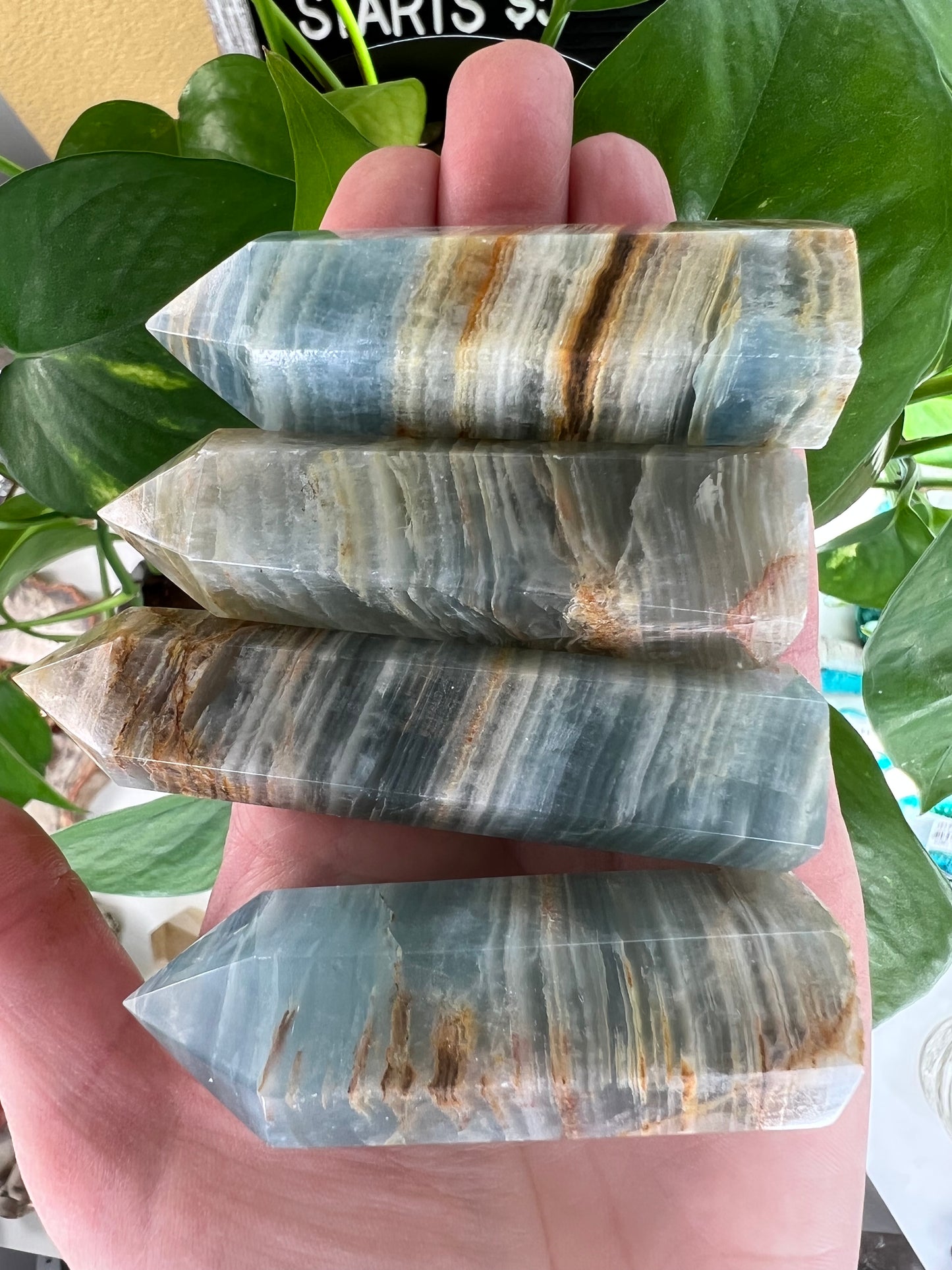 Lemurian Aquatine Calcite™️ | Blue Onyx Tower