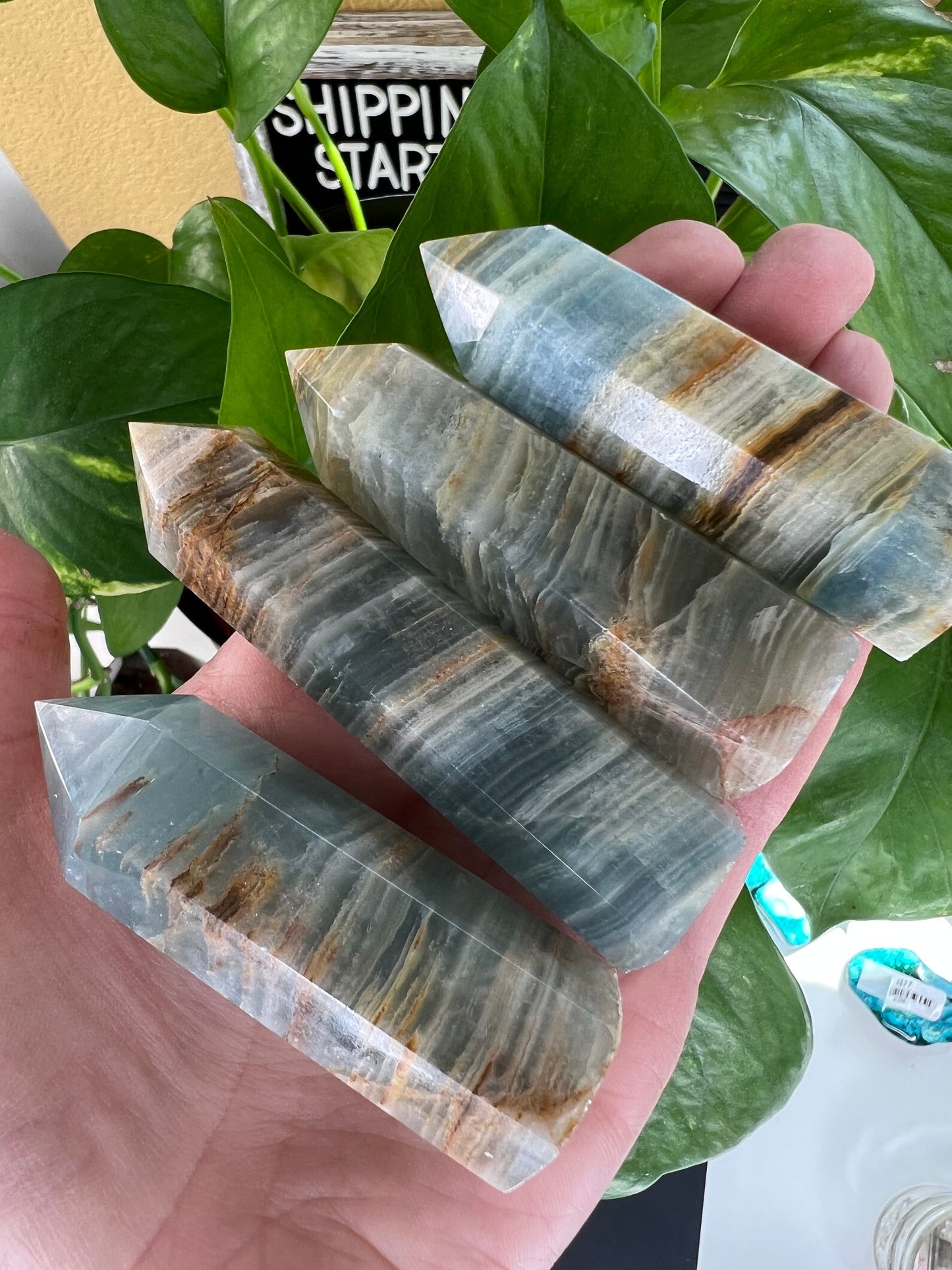 Lemurian Aquatine Calcite™️ | Blue Onyx Tower