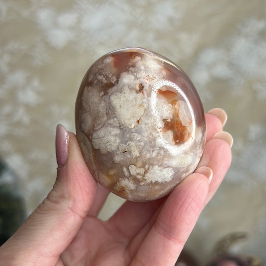 Flower Agate Palm Stone (D26)